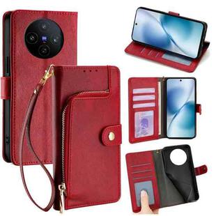 For vivo X200s 5G Zipper Bag Leather Phone Case(Red)