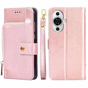 For Huawei nova 11 4G Zipper Bag Leather Phone Case(Rose Gold)