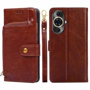 For Huawei nova 11 Pro 4G / 11 Ultra 4G Zipper Bag Leather Phone Case(Brown)