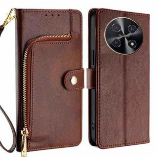 For Huawei nova 12i 4G Zipper Bag Leather Phone Case(Brown)