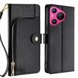 For Huawei Pura 70 5G Zipper Bag Leather Phone Case(Black)