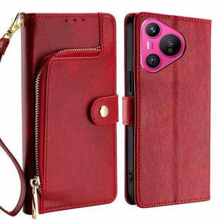 For Huawei Pura 70 5G Zipper Bag Leather Phone Case(Red)