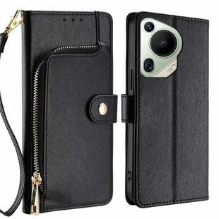 For Huawei Pura 70 Ultra 5G Zipper Bag Leather Phone Case(Black)