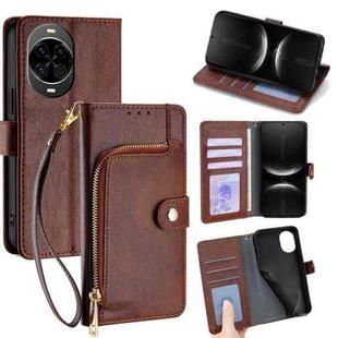 For Huawei nova 14 5G Zipper Bag Leather Phone Case(Brown)