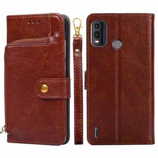 For Nokia G11 Plus Zipper Bag Leather Phone Case(Brown)