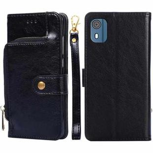 For Nokia C02 TA-1522 Zipper Bag Leather Phone Case(Black)