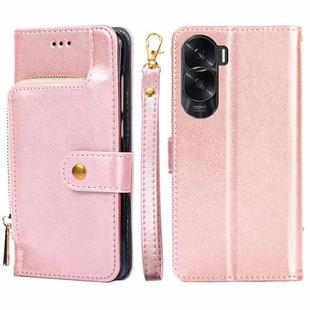 For Honor X50i 5G / 9 Lite Zipper Bag Leather Phone Case(Rose Gold)