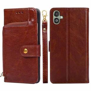 For Samsung Galaxy F14 5G Zipper Bag Leather Phone Case(Brown)