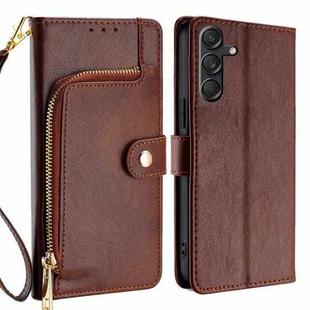 For Samsung Galaxy M55 5G Zipper Bag Leather Phone Case(Brown)