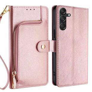 For Samsung Galaxy M55 5G Zipper Bag Leather Phone Case(Rose Gold)