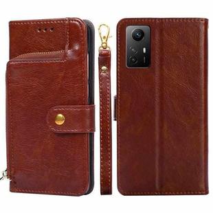 For Xiaomi Redmi Note 12S 4G Zipper Bag Leather Phone Case(Brown)