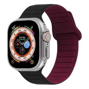 For Apple Watch SE 2022 40mm Loop Magnetic Silicone Watch Band(Black Wine Red)