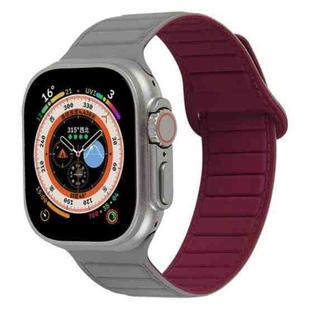 For Apple Watch SE 2022 40mm Loop Magnetic Silicone Watch Band(Grey Wine Red)