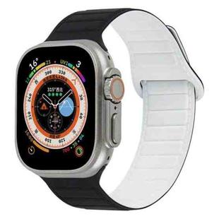 For Apple Watch 6 44mm Loop Magnetic Silicone Watch Band(Black White)