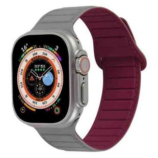 For Apple Watch 4 40mm Loop Magnetic Silicone Watch Band(Grey Wine Red)
