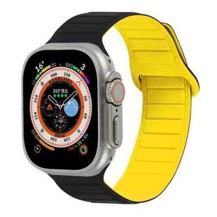 For Apple Watch 3 38mm Loop Magnetic Silicone Watch Band(Black Yellow)