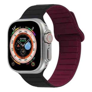 For Apple Watch 42mm Loop Magnetic Silicone Watch Band(Black Wine Red)