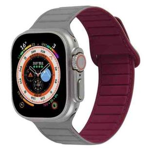 For Apple Watch 9 41mm Loop Magnetic Silicone Watch Band(Grey Wine Red)