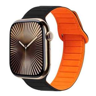 For Apple Watch Series 10 42mm Loop Magnetic Silicone Watch Band(Black Orange)