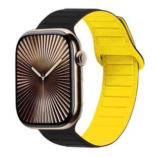 For Apple Watch Series 10 42mm Loop Magnetic Silicone Watch Band(Black Yellow)