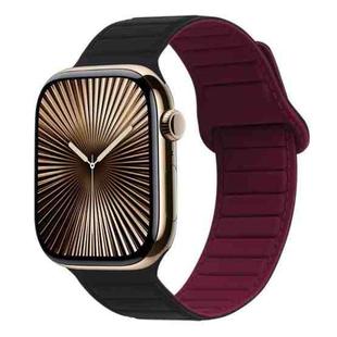 For Apple Watch Series 10 42mm Loop Magnetic Silicone Watch Band(Black Wine Red)