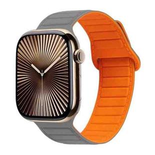 For Apple Watch Series 10 42mm Loop Magnetic Silicone Watch Band(Grey Orange)