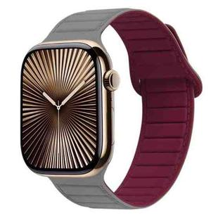 For Apple Watch Series 10 42mm Loop Magnetic Silicone Watch Band(Grey Wine Red)