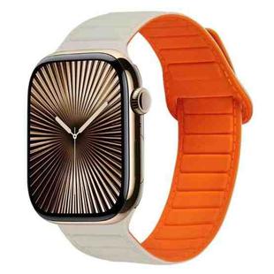 For Apple Watch Series 10 42mm Loop Magnetic Silicone Watch Band(Starlight Orange)