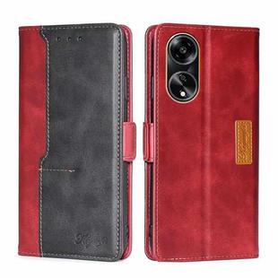 For OPPO A1 5G Contrast Color Side Buckle Leather Phone Case(Red + Black)