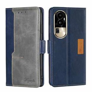 For OPPO Reno10 Pro 5G Contrast Color Side Buckle Leather Phone Case(Blue + Grey)