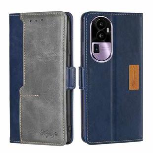 For OPPO Reno10 Pro+ 5G Contrast Color Side Buckle Leather Phone Case(Blue + Grey)