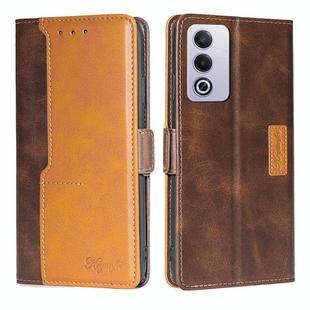 For OPPO A3 Pro 5G India Contrast Color Side Buckle Leather Phone Case(Dark Brown + Gold)