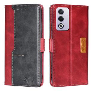 For OPPO A3 Pro 5G India Contrast Color Side Buckle Leather Phone Case(Red + Black)