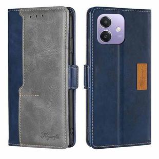 For OPPO A3 5G India Contrast Color Side Buckle Leather Phone Case(Blue + Grey)