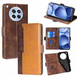 For OPPO Find X8s 5G Contrast Color Side Buckle Leather Phone Case(Dark Brown + Gold)