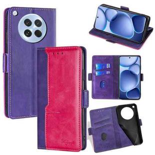 For OPPO Find X8s 5G Contrast Color Side Buckle Leather Phone Case(Purple + Rose Red)
