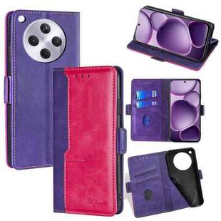 For OPPO Find X8s+ 5G Contrast Color Side Buckle Leather Phone Case(Purple + Rose Red)