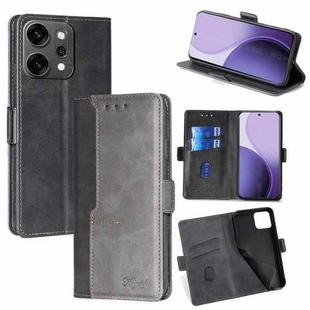 For OPPO Reno14 Pro 5G Contrast Color Side Buckle Leather Phone Case(Black + Grey)