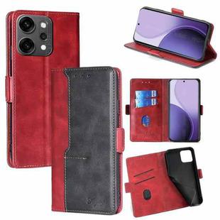 For OPPO Reno14 Pro 5G Contrast Color Side Buckle Leather Phone Case(Red + Black)