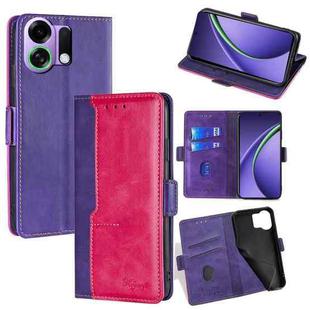 For OPPO K13 Turbo Pro 5G Contrast Color Side Buckle Leather Phone Case(Purple + Rose Red)