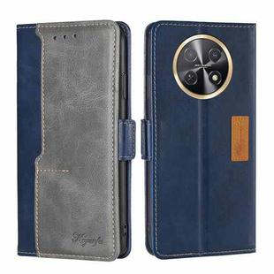 For Huawei Enjoy 60X Contrast Color Side Buckle Leather Phone Case(Blue + Grey)