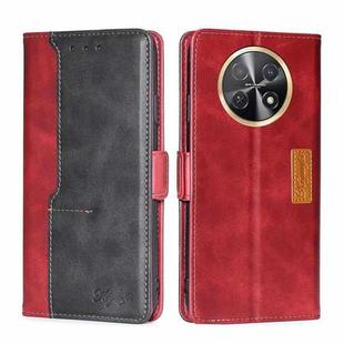 For Huawei Enjoy 60X Contrast Color Side Buckle Leather Phone Case(Red + Black)