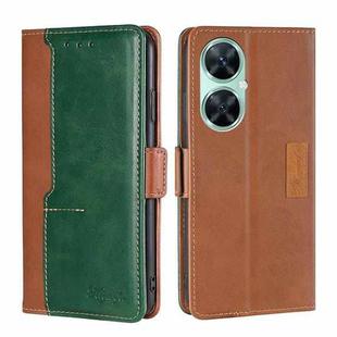 For Huawei Enjoy 60 Pro / nova 11i Contrast Color Side Buckle Leather Phone Case(Light Brown + Green)