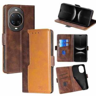 For Huawei nova 14 Ultra 5G Contrast Color Side Buckle Leather Phone Case(Dark Brown + Gold)