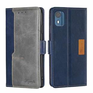 For Nokia C02 TA-1522 Contrast Color Side Buckle Leather Phone Case(Blue + Grey)