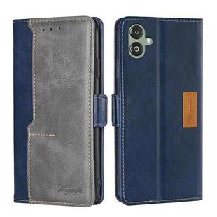 For Samsung Galaxy F14 5G Contrast Color Side Buckle Leather Phone Case(Blue + Grey)