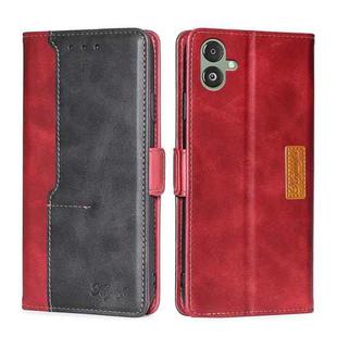 For Samsung Galaxy F14 5G Contrast Color Side Buckle Leather Phone Case(Red + Black)