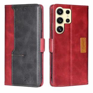 For Samsung Galaxy S24 Ultra 5G Contrast Color Side Buckle Leather Phone Case(Red + Black)