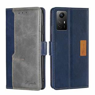 For Xiaomi Redmi Note 12S 4G Contrast Color Side Buckle Leather Phone Case(Blue + Grey)