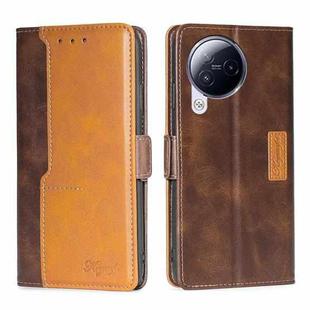 For Xiaomi Civi 3 5G Contrast Color Side Buckle Leather Phone Case(Dark Brown + Gold)